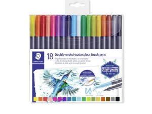 Pennarelli Acquerellabili Brush Pens Staedtler a Doppia Punta set 18 Colori