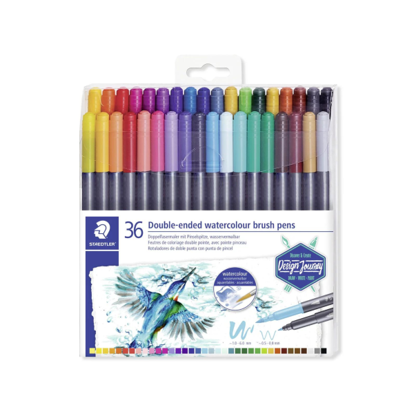 Pennarelli Acquerellabili Brush Pens Staedtler a Doppia Punta set 36 Colori