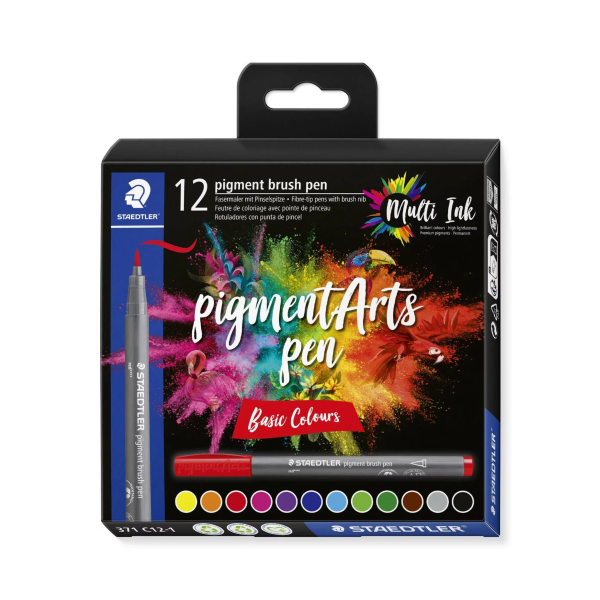 Pigment Arts Brush Pen Staedtler Basic set 12 Colori Intensi